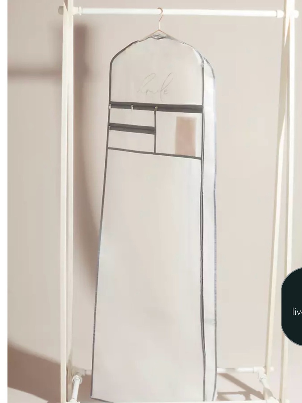 Clear Vinyl Garment Bag with Gray Trim wedding dress